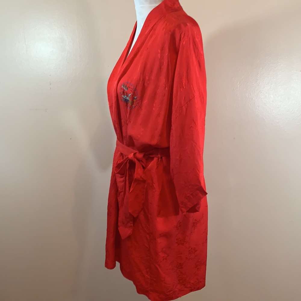 Health All Rayon Embroidered Red Kimono Robe - Picture 5 of 10